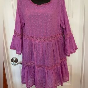 Magenta cotton blend short dress or swimsuit coverup. Size medium